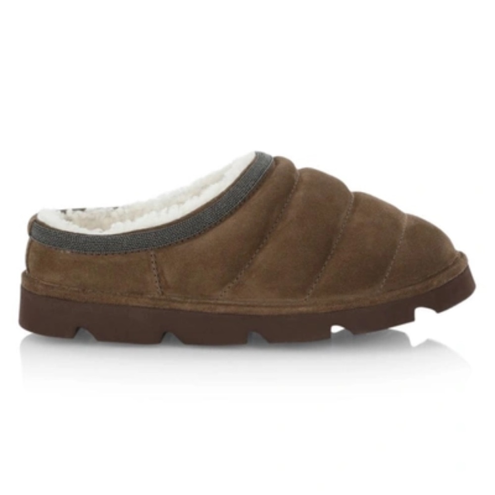Brunello Cucinelli quilted suede slippers 🤎